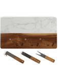 Livoo Kaasplank Luxe Kaasplank set van Marmer en Hout - 4-delig