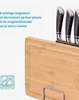 Navaris Messenset Messenblok en snijplank houder - magnetisch | Acaciahout