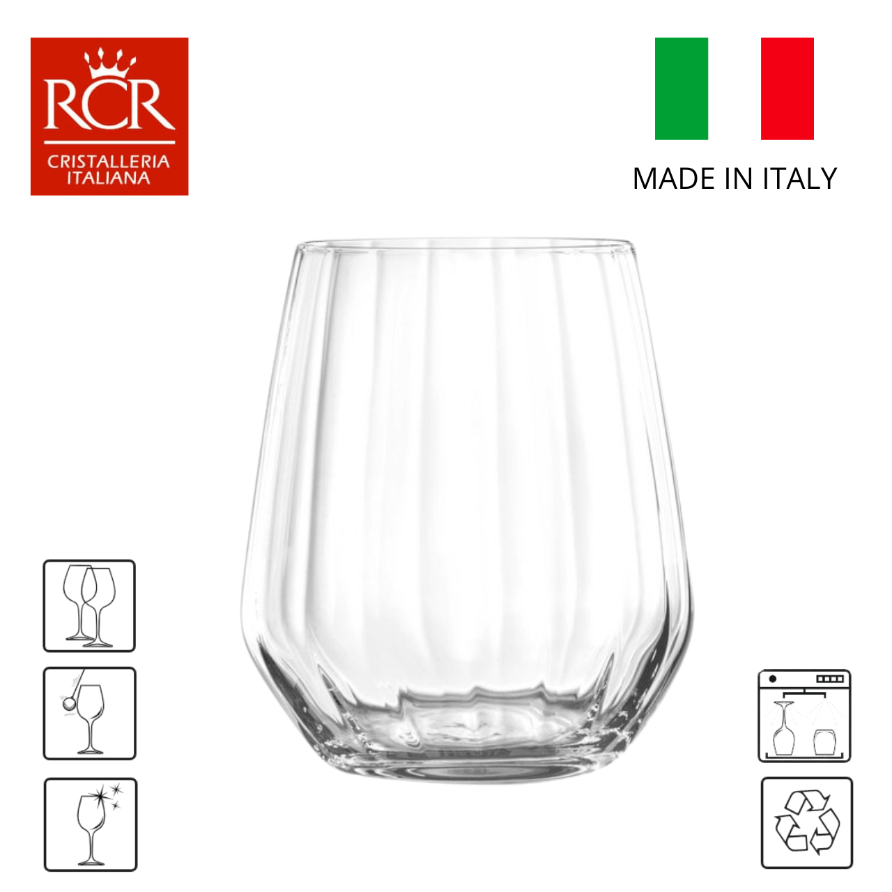 RCR - Cristalleria Italiana Tumbler glazen Drinkglazen 43 cl – Set van 6 | Optiq