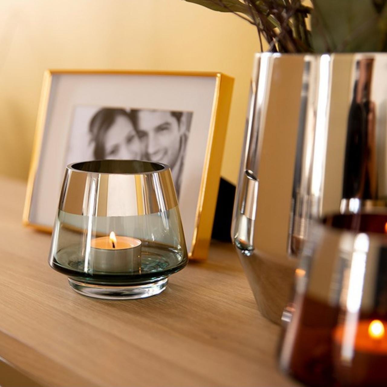 Fink Theelichthouder Theelichthouder 9cm - Glas - Turquoise | Jona