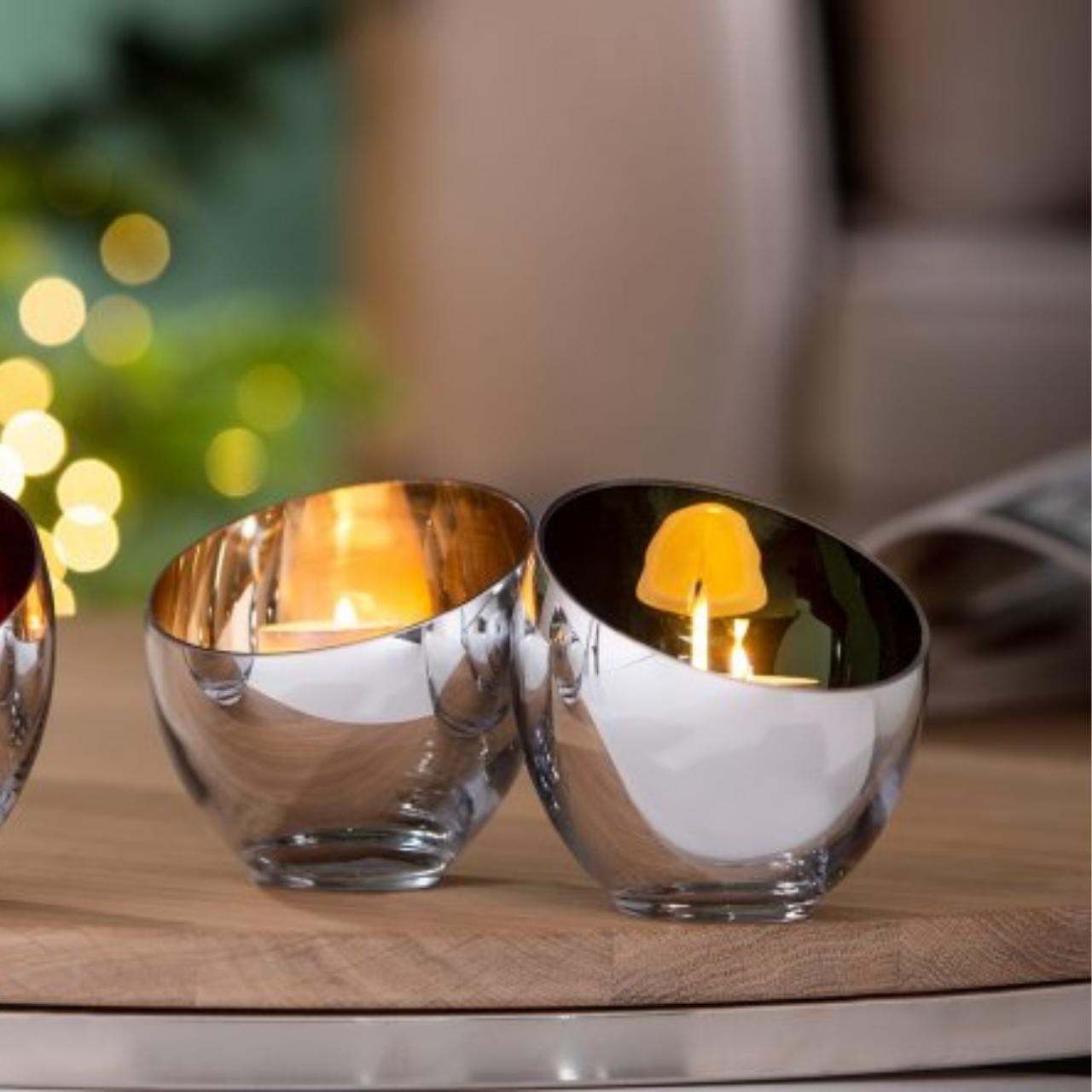 Fink Theelichthouder Theelichthouder - Glas - Champagne | Candy