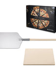 Navaris Perculator Pizzasteen 30x38cm- met opvouwbare pizzaschep