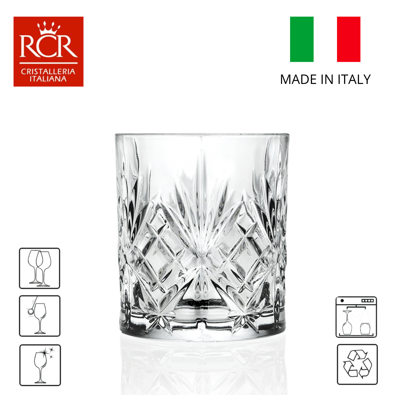 RCR - Cristalleria Italiana Glazen Whiskey- Waterglazen - 6-delige set - 31cl | Melodia