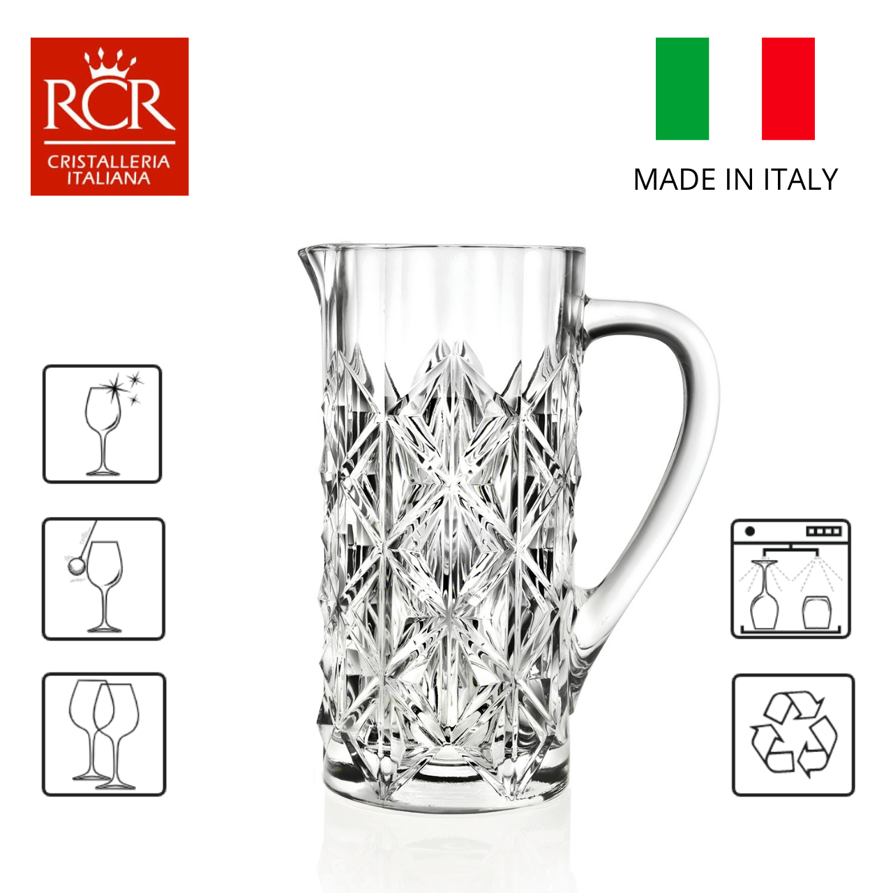 RCR - Cristalleria Italiana Schenkkan 7-delige set - Schenkkan en 6 tumbler glazen | Enigma