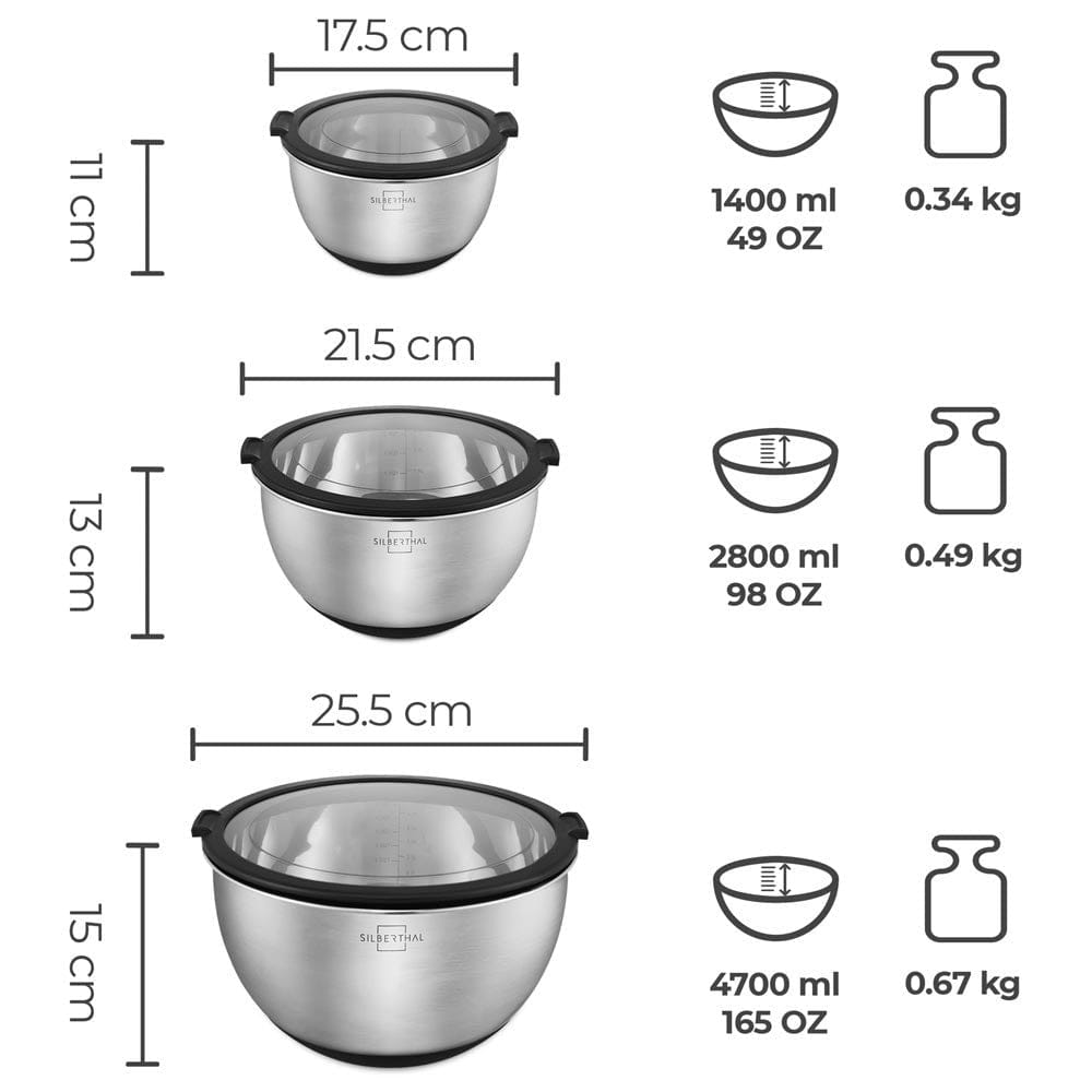 Silbertahl Multikommen Multikommen met deksel - 3-delige set - RVS