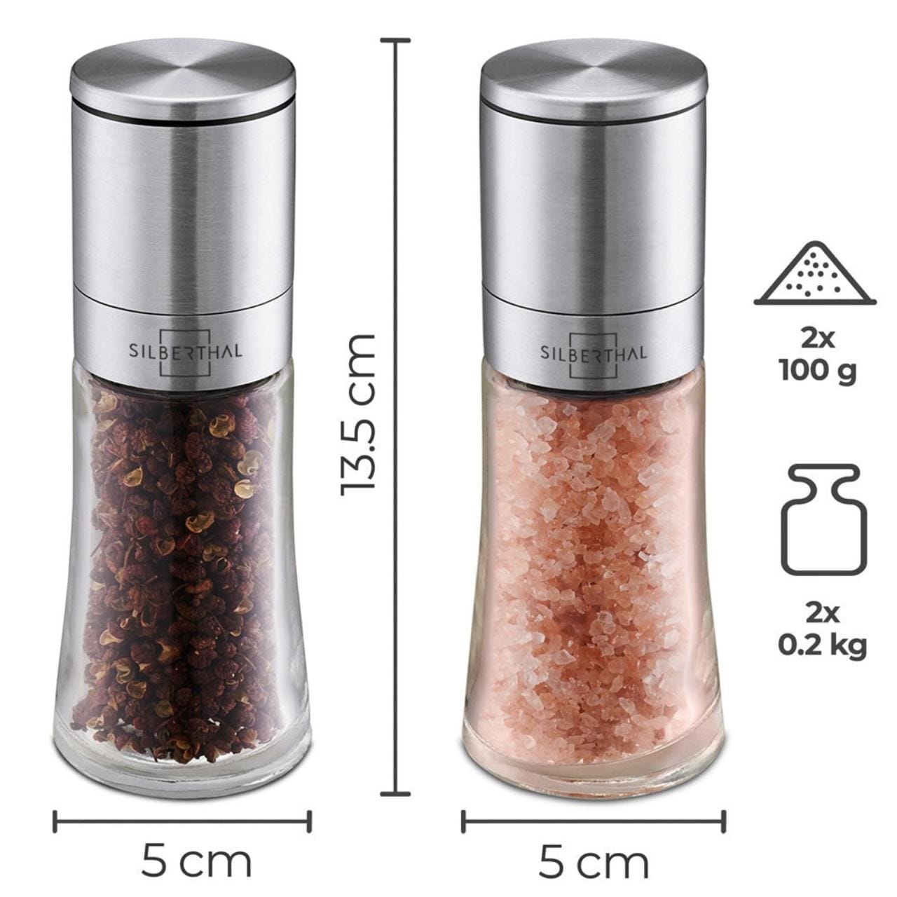 Silberthal Peper- en zoutmolen Peper- en zoutmolen - 2-delige set - 13,5cm