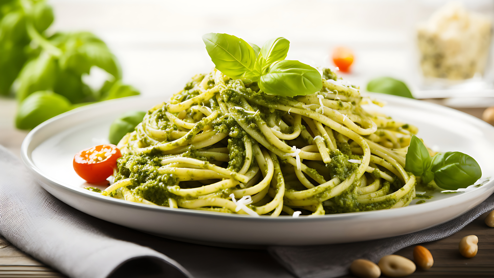 Romige avocado pesto pasta