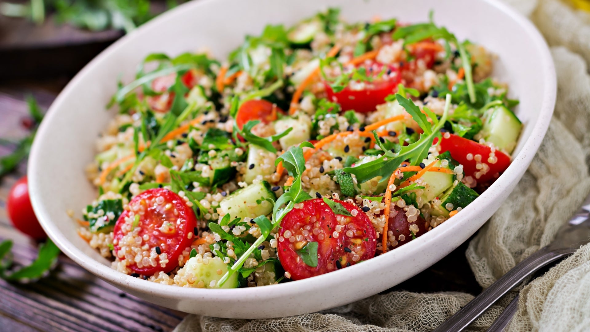 Knapperige quinoa salade