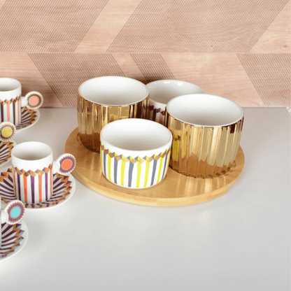 Aulica Aperoset Aperitief set  - 4 kopjes met houten dienblad | Ilusion