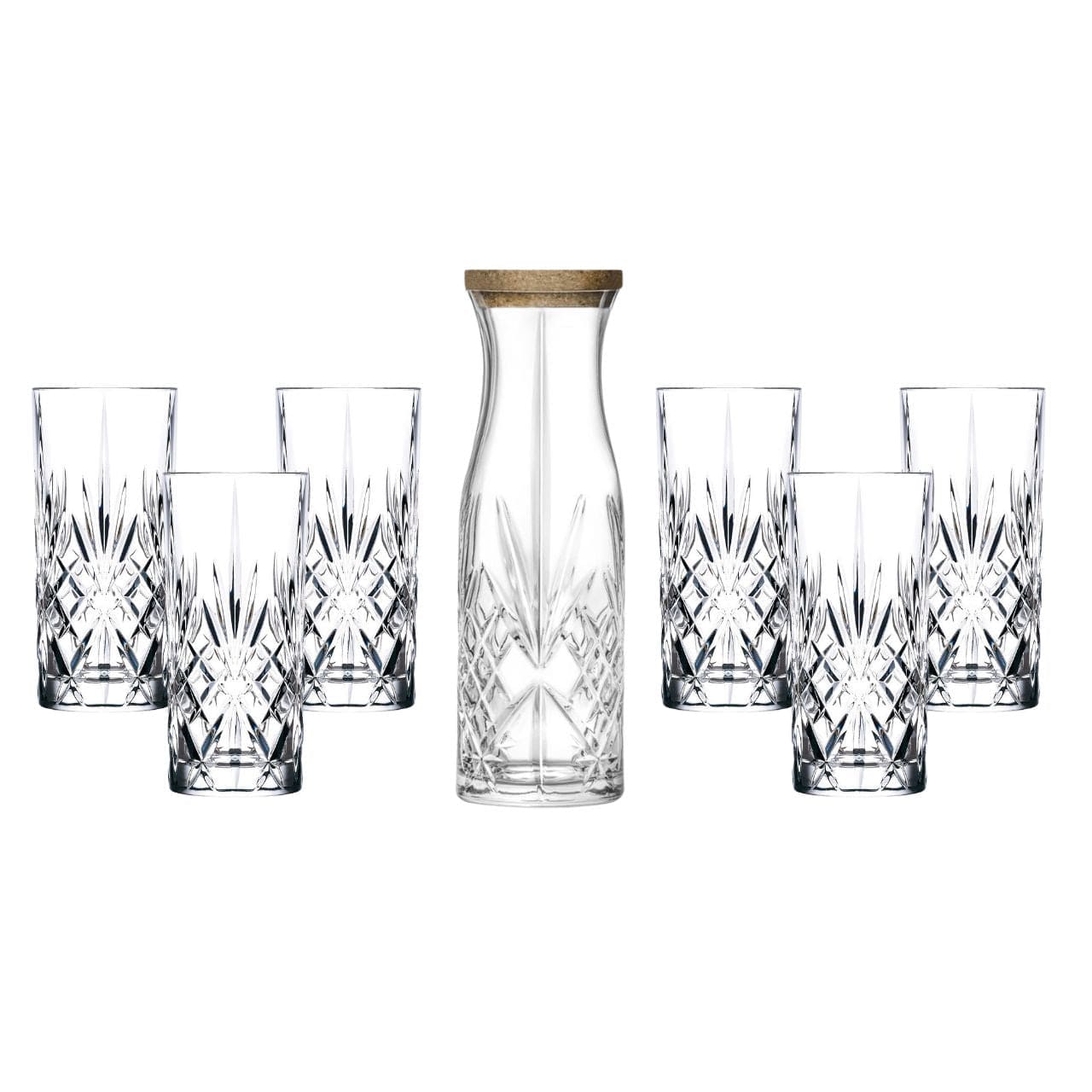 Benanoso 7-delige set - Karaf en 6 Longdrinkglazen | Melodia