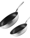 Benanoso Braadpan Braadpan met antiaanbaklaag - 2-delige set - 24 + 28cm - RVS