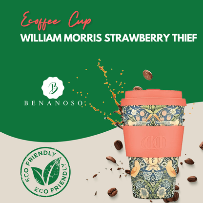 Ecoffee Cup To Go Koffie- en Theemokken Koffie- en theekop to go - 400ml | William Morris Strawberry Thief