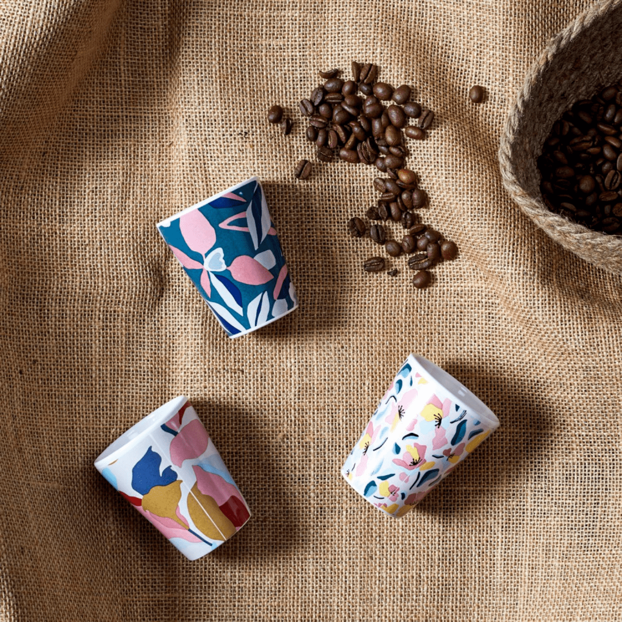 Home Deco Factory Koffie- en Theemokken Espressokopjes 4-delige set| Bloem