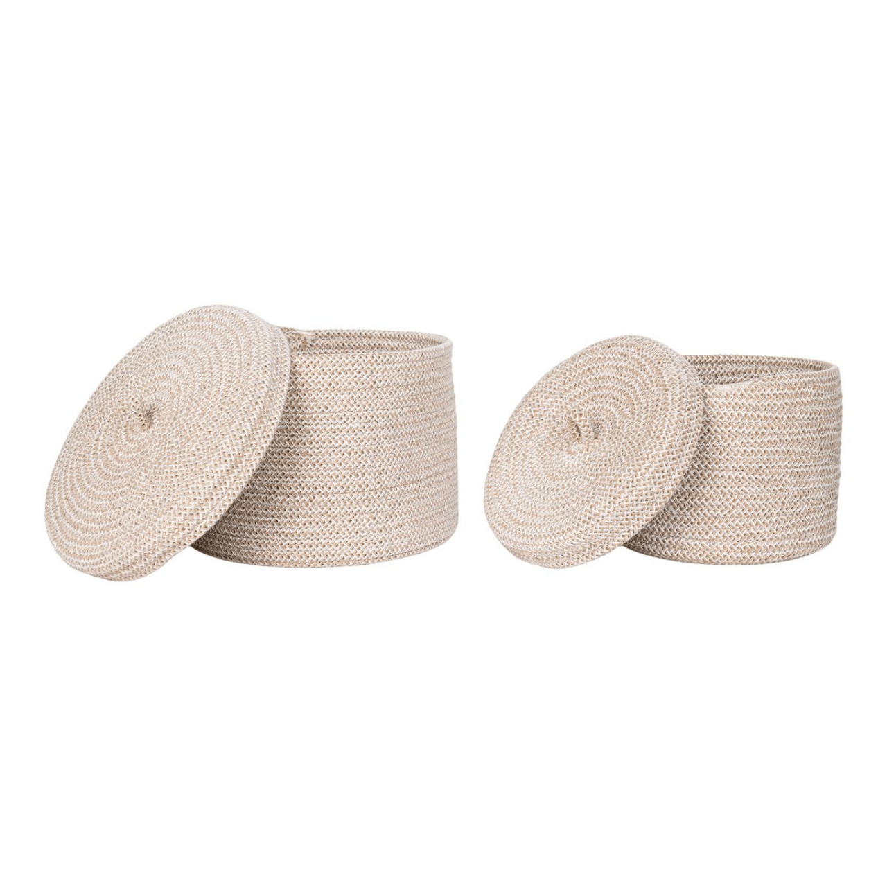 Set van 2 beige katoenen opbergmanden Sebal van House Nordic, verschillende groottes