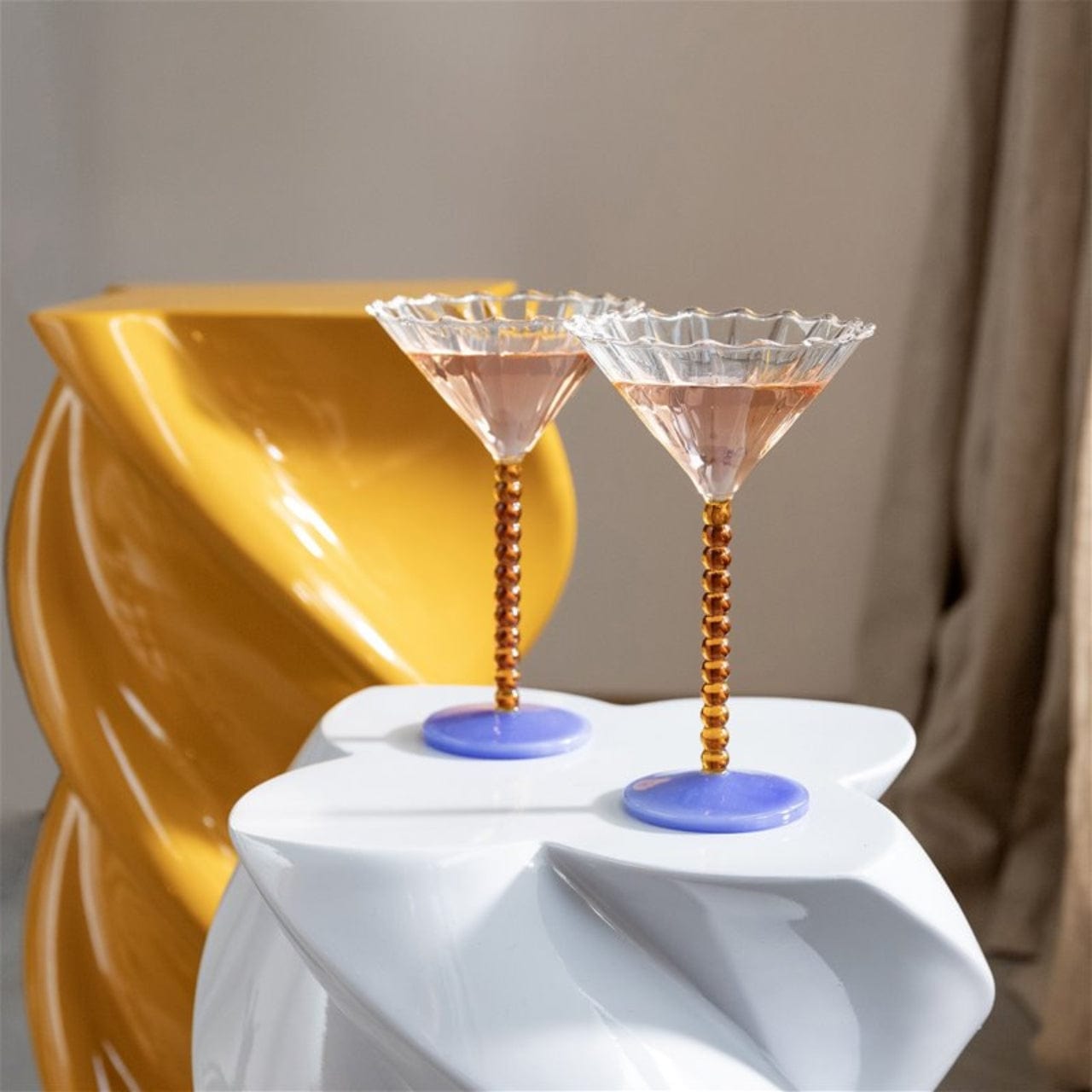 &klevering Champagneglazen Champagneglazen - 2-delige set | Coupe Perle Amber