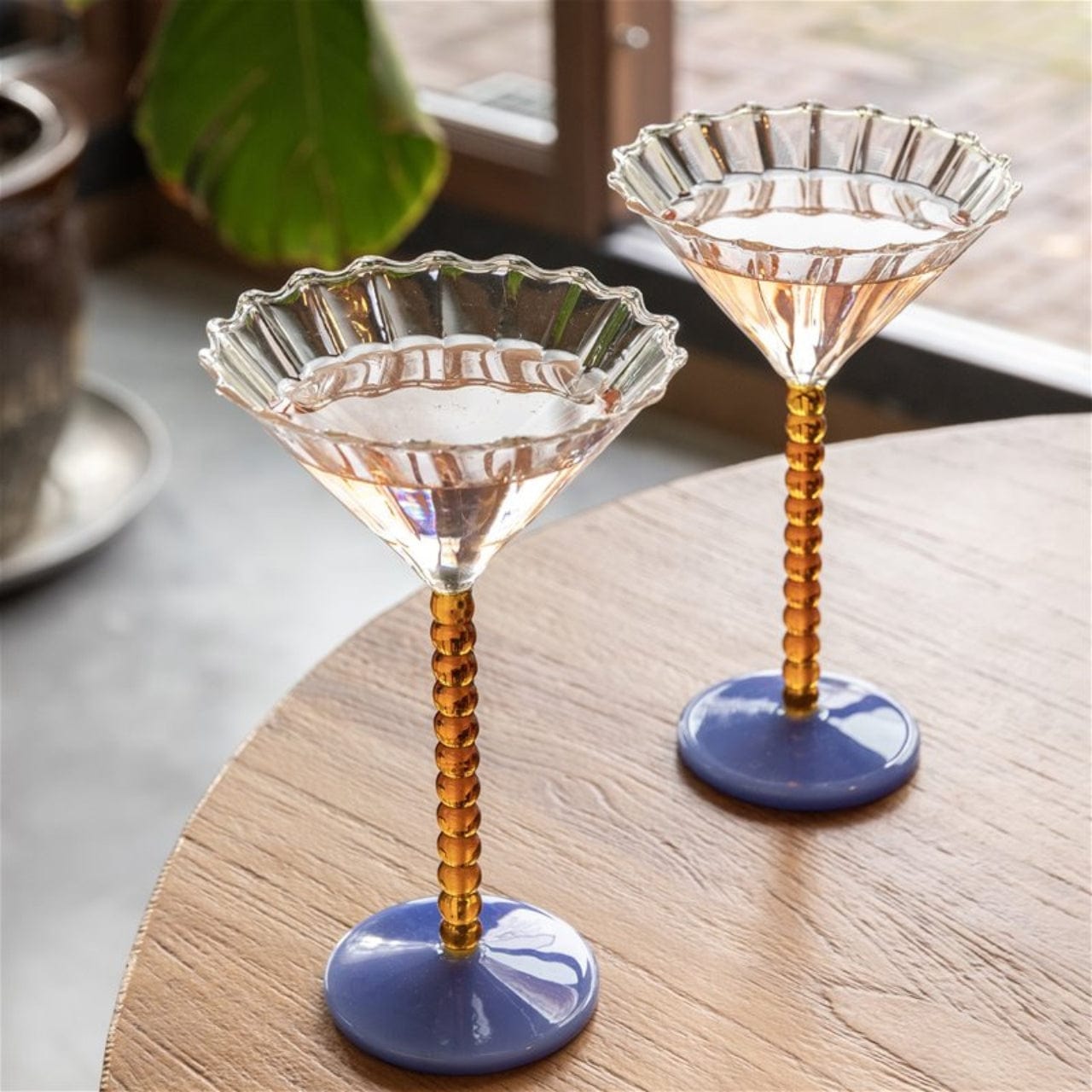 &klevering Champagneglazen Champagneglazen - 2-delige set | Coupe Perle Amber