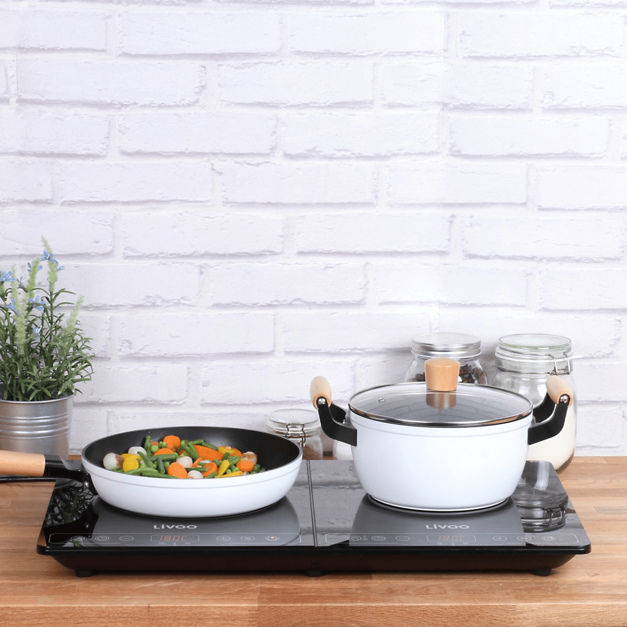 Livoo Koekenpan Koekenpan 2-delige set - 24cm + 28cm | Wit