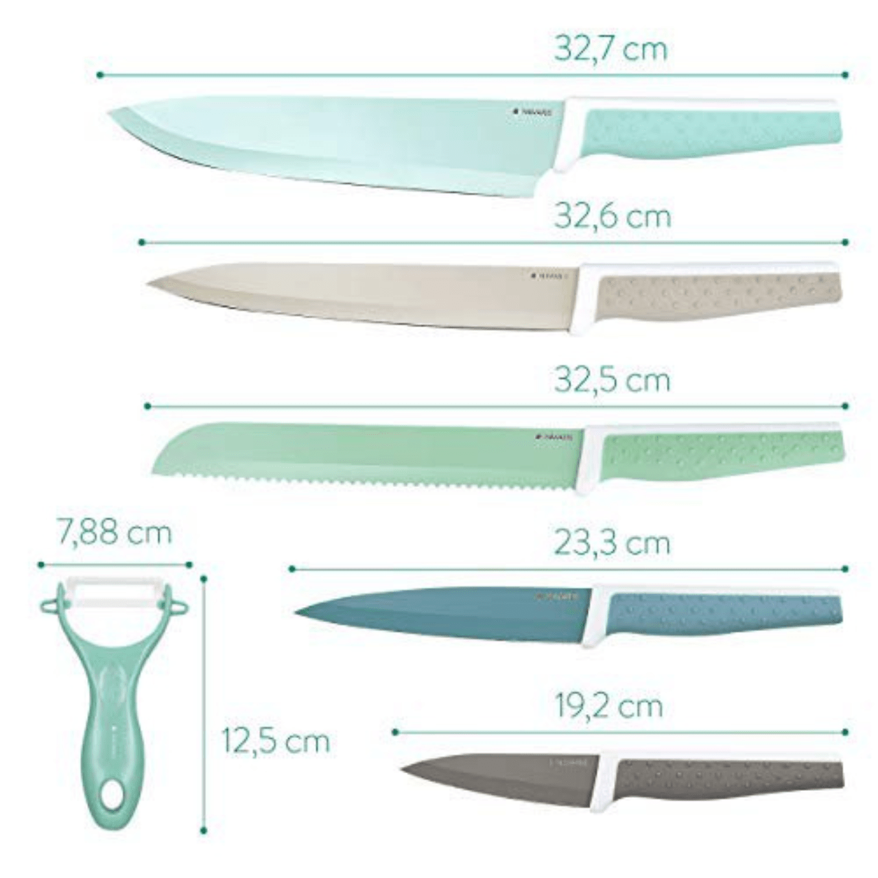 Navaris Messenset 6-delig messenset - met groenteschiller