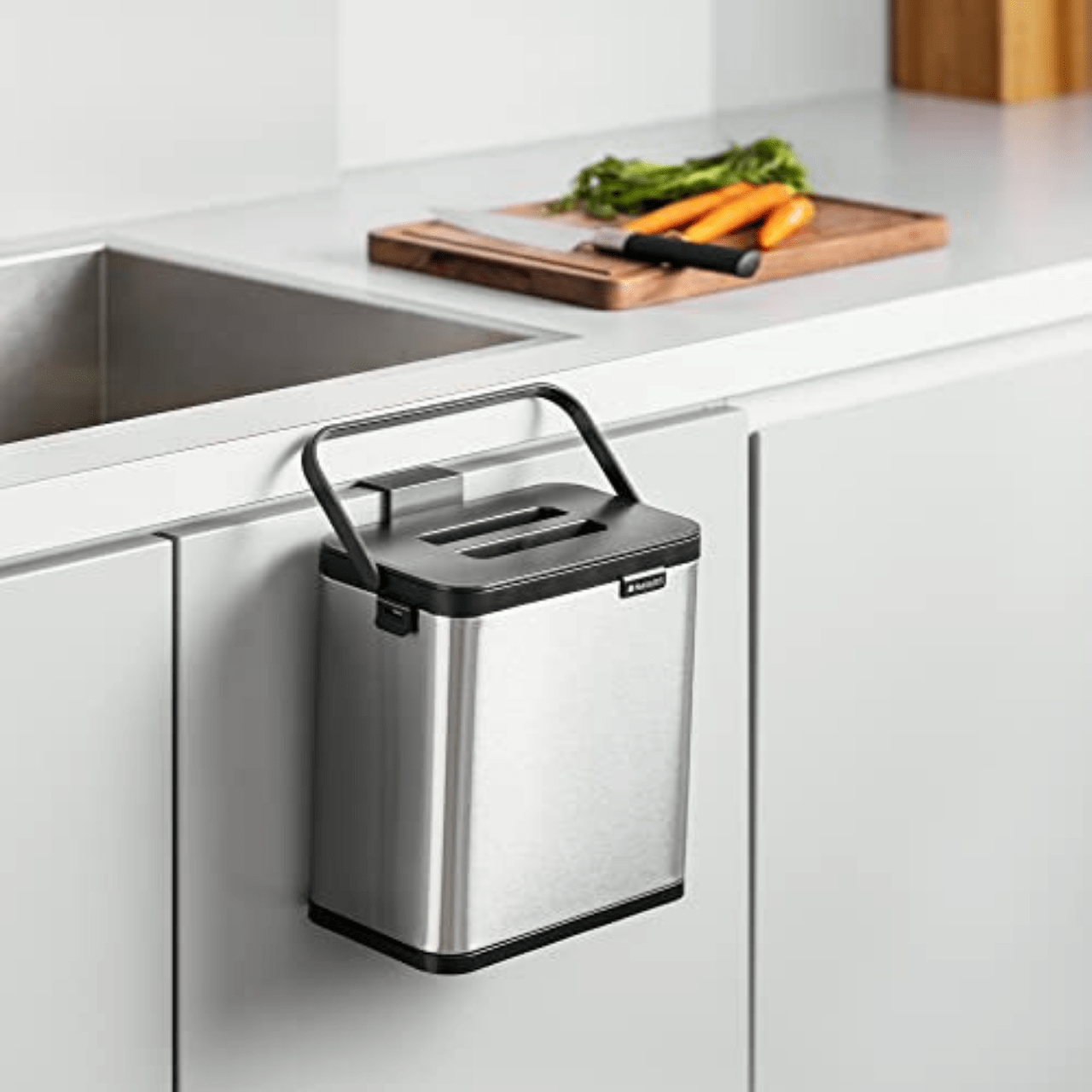 Navaris metalen compostbak 3L - Afvalbakje met 6x filter tegen vieze Navaris metalen compostbak 3L - Afvalbakje met 6x filter tegen vieze