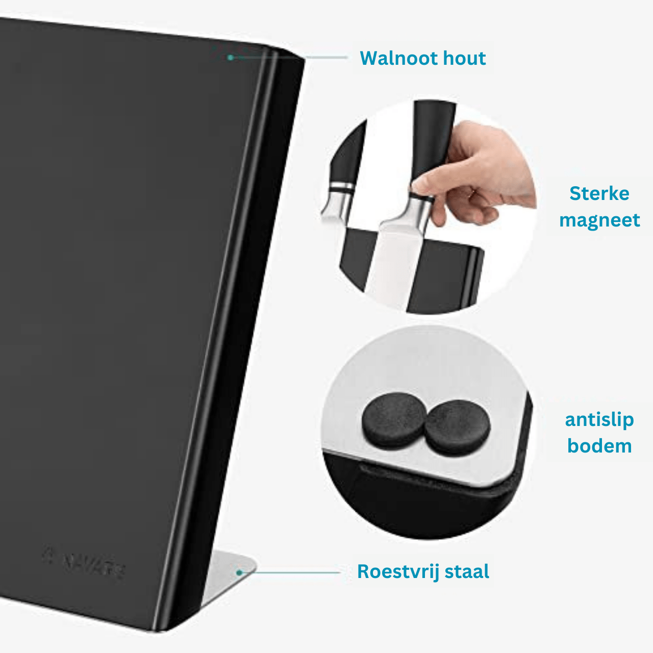 Navaris Messenset Messenblok - Magnetisch | Walnoot Zwart