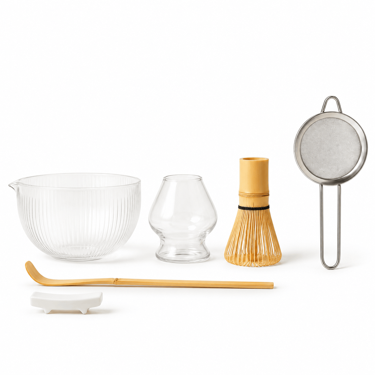 OGO Living Cadeauset Matcha set 6-delig - Bamboe en glas