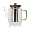 Glazen theepot 550 ml - Met filter, jadegroen handvat | Karl
