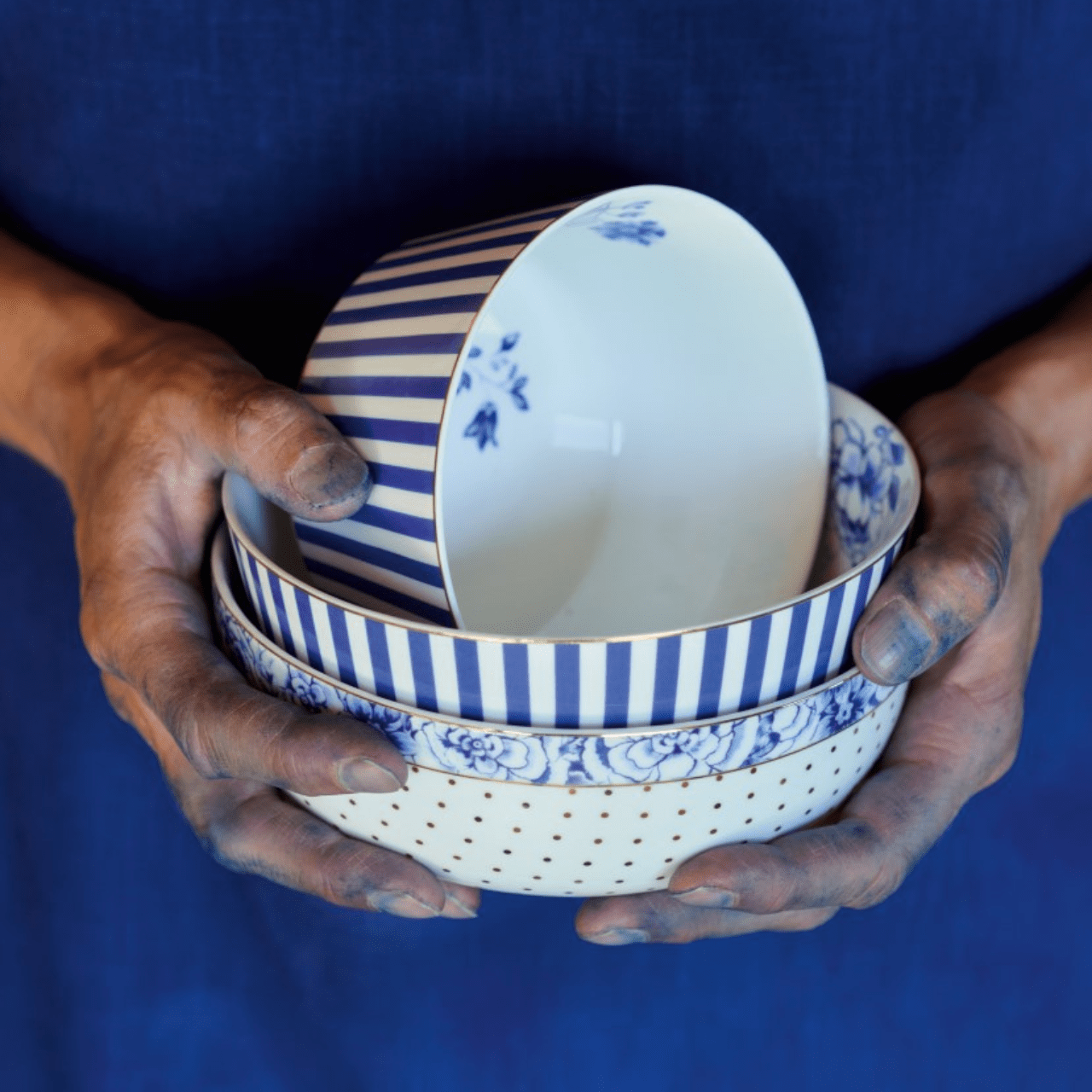 Pip Studio Borden Kom 12cm | Royal Stripes Blue