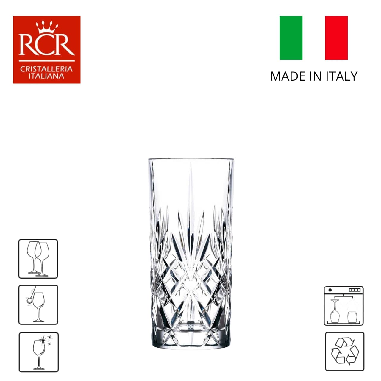 RCR - Cristalleria Italiana Glazen Longdrinkglazen - 6-delige set - 36cl | Melodia