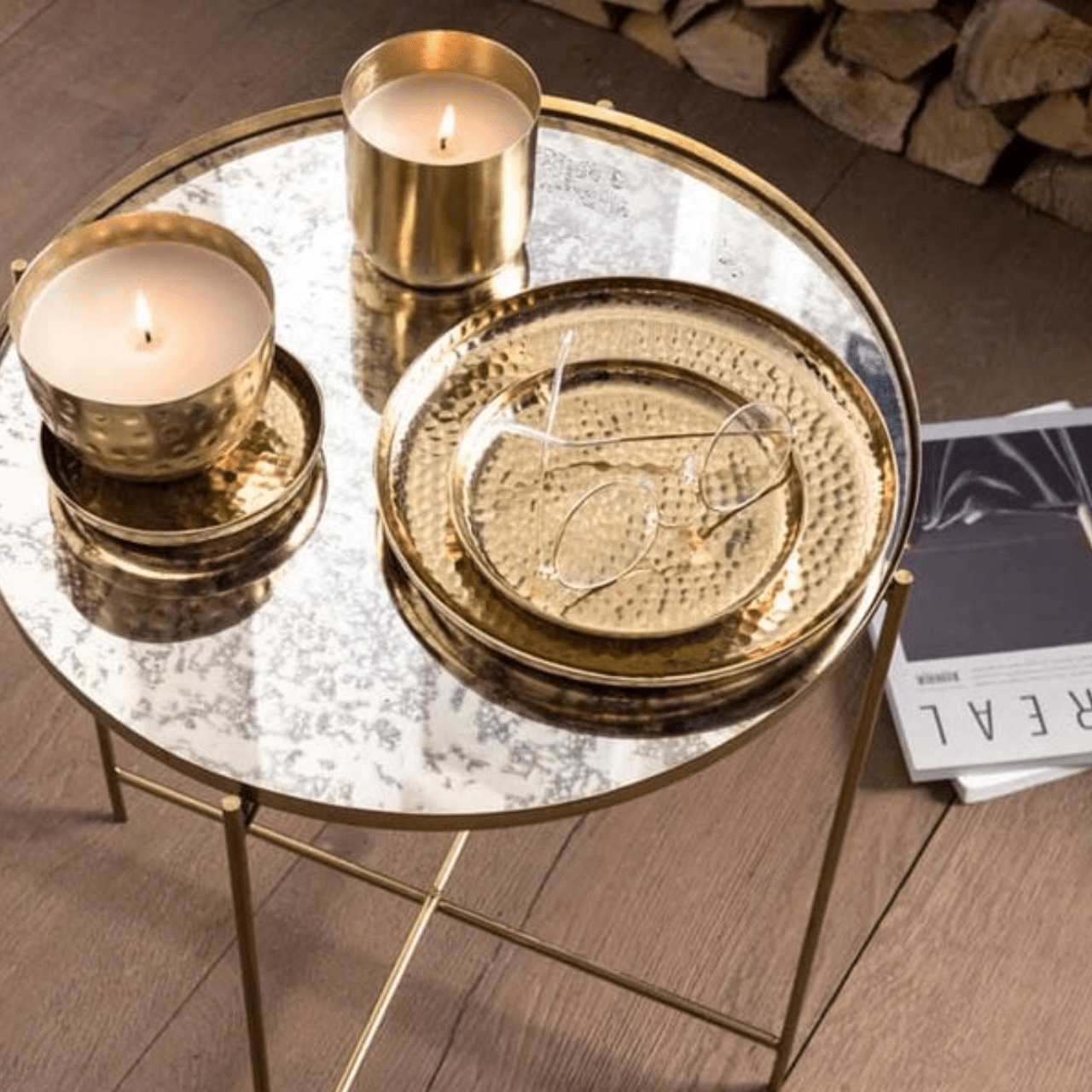 vtwonen Serveerschaal Dienblad 22 cm – handgemaakt | Goud