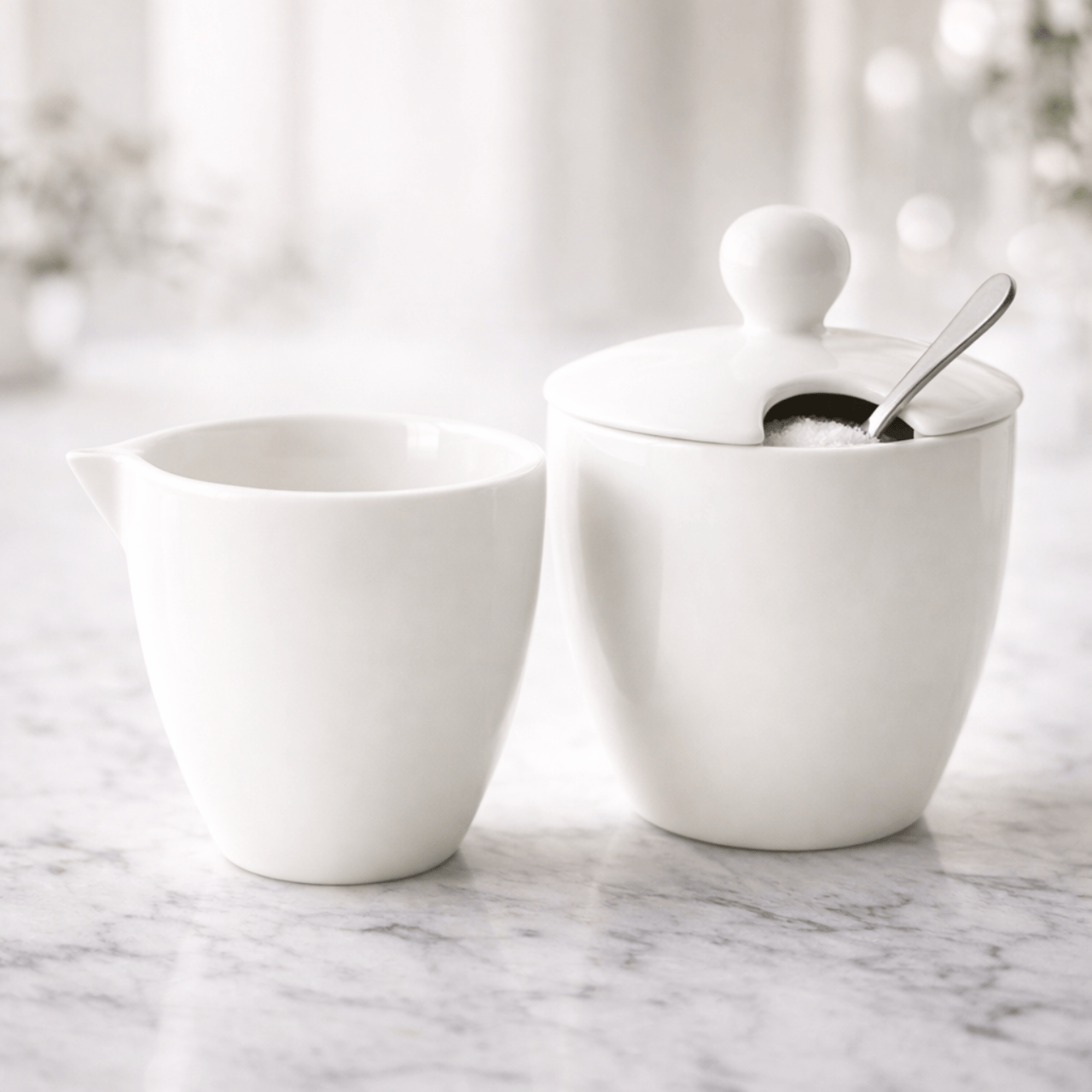 vtwonen Suikerpot en Melkkan Suiker- en Melkset - 2-delig - Porselein | Wit