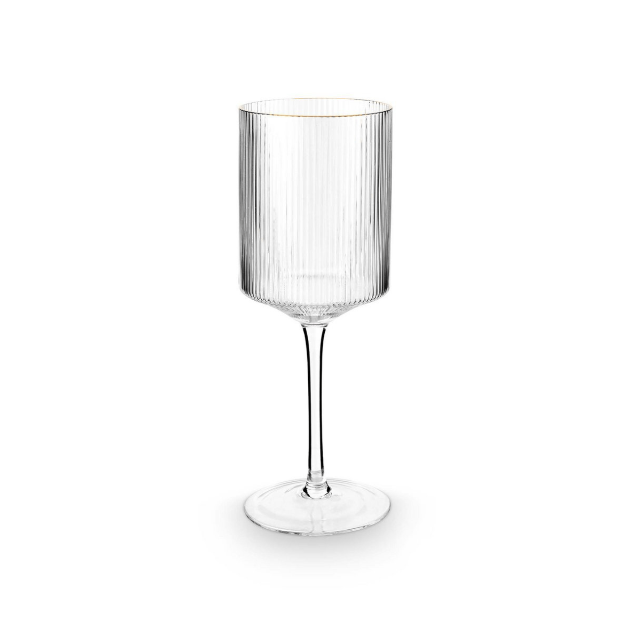 vtwonen Wijnglazen Wijnglas - 2-delige set - 43cl - Geribbeld met gouden rand