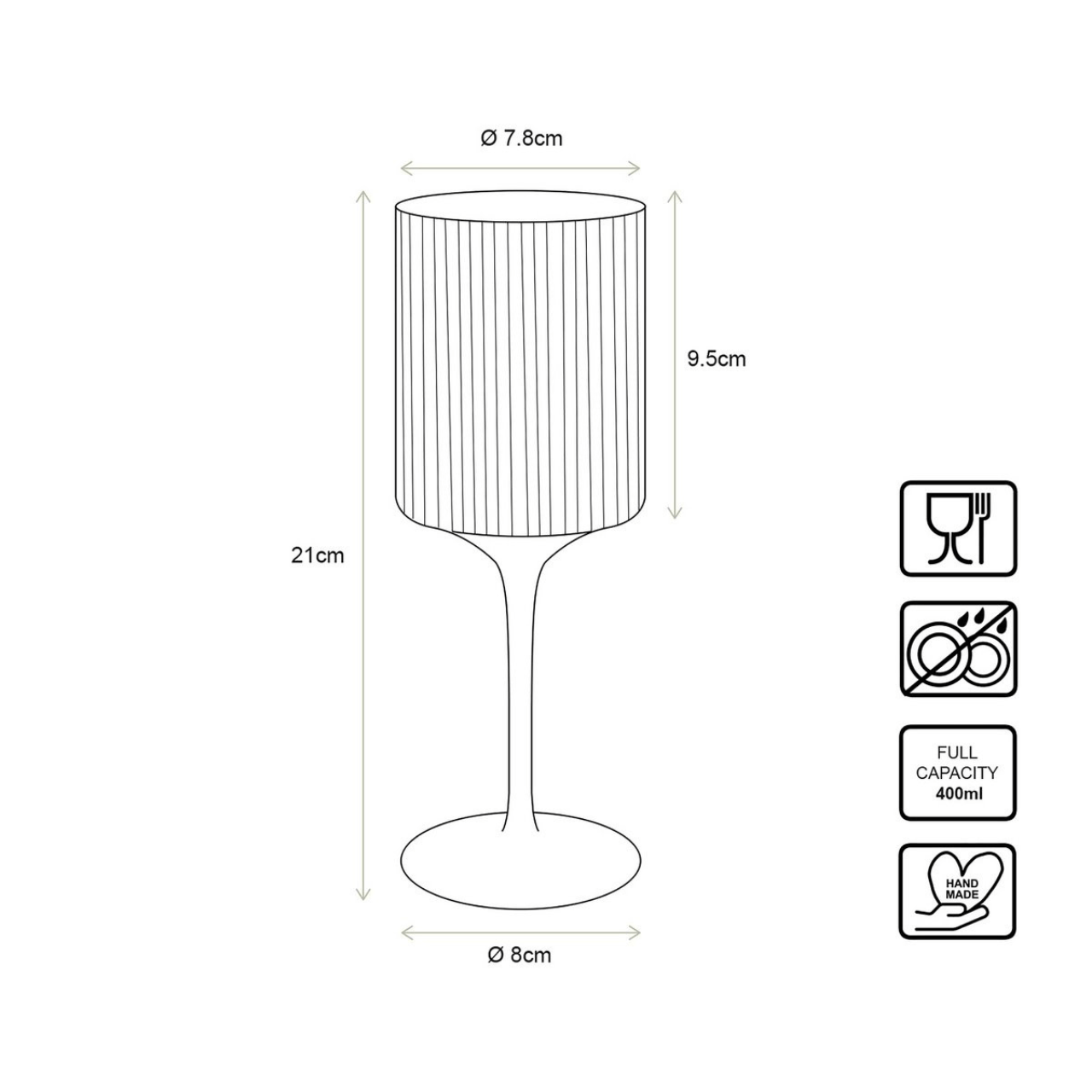 vtwonen Wijnglazen Wijnglas - 2-delige set - 43cl - Geribbeld met gouden rand
