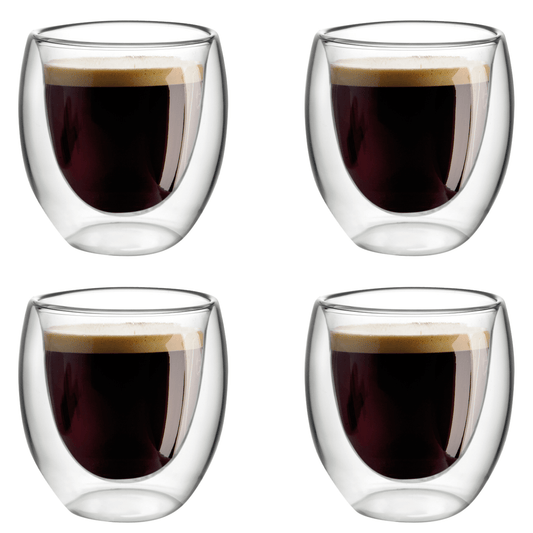 Aulica Koffie- en Theemokken Espressokopjes 80ml - 4-delige set - Dubbelwandig