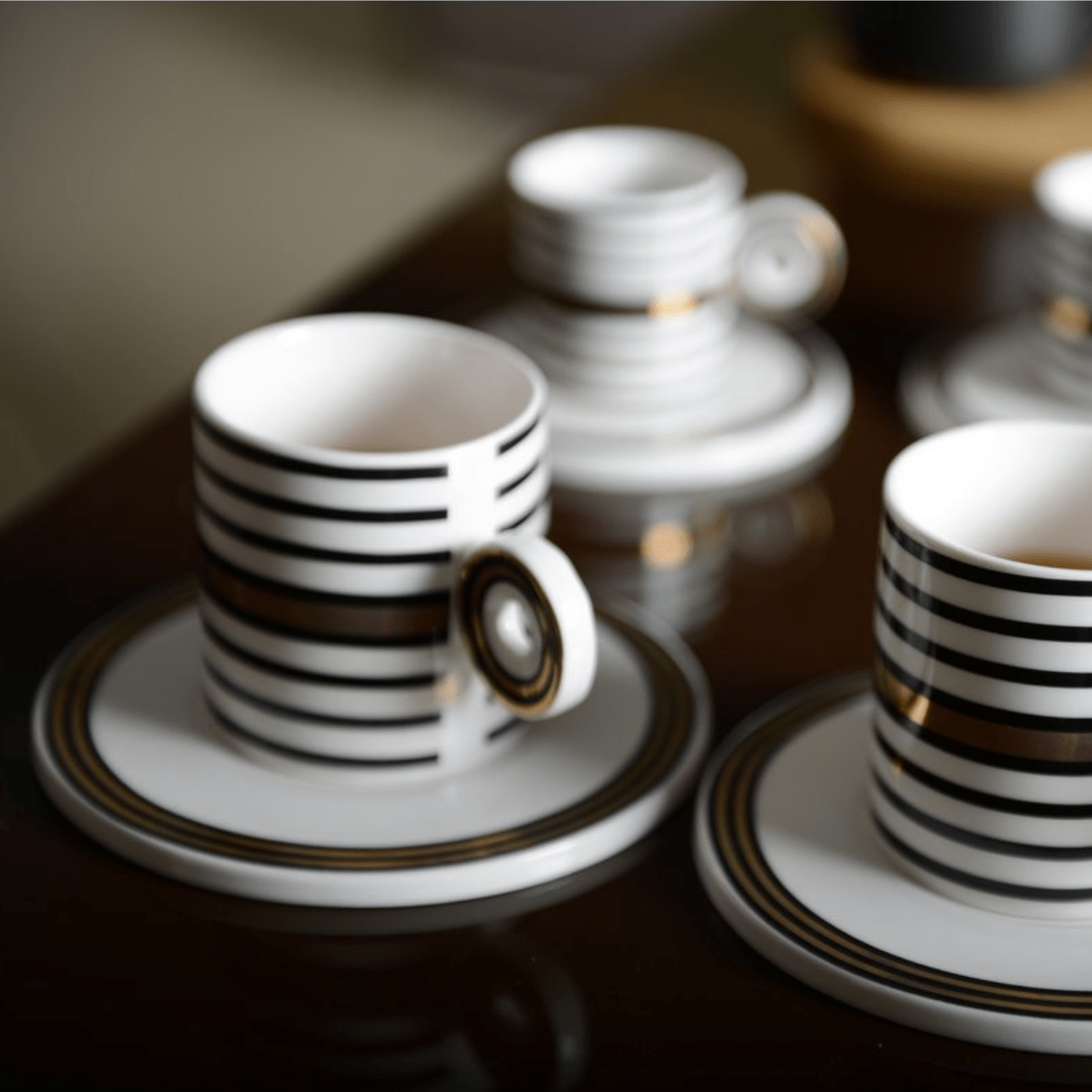 Aulica Koffie- en Theemokken Koffiekop retro - 4-delige set - Stripes