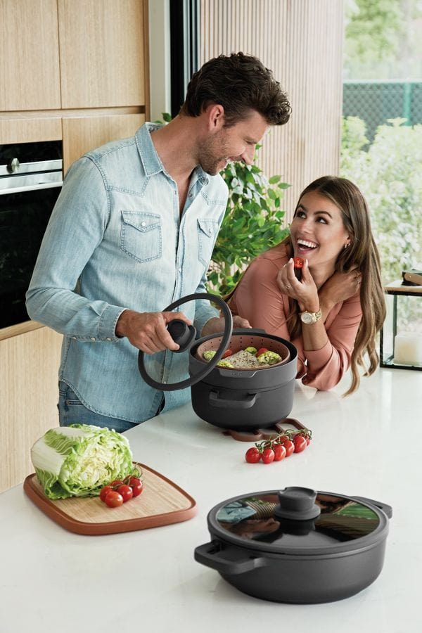 BergHOFF Kookpan Kookpot Stone 24x14cm 5,6L - Downdraft en afgiet deksel | Leo