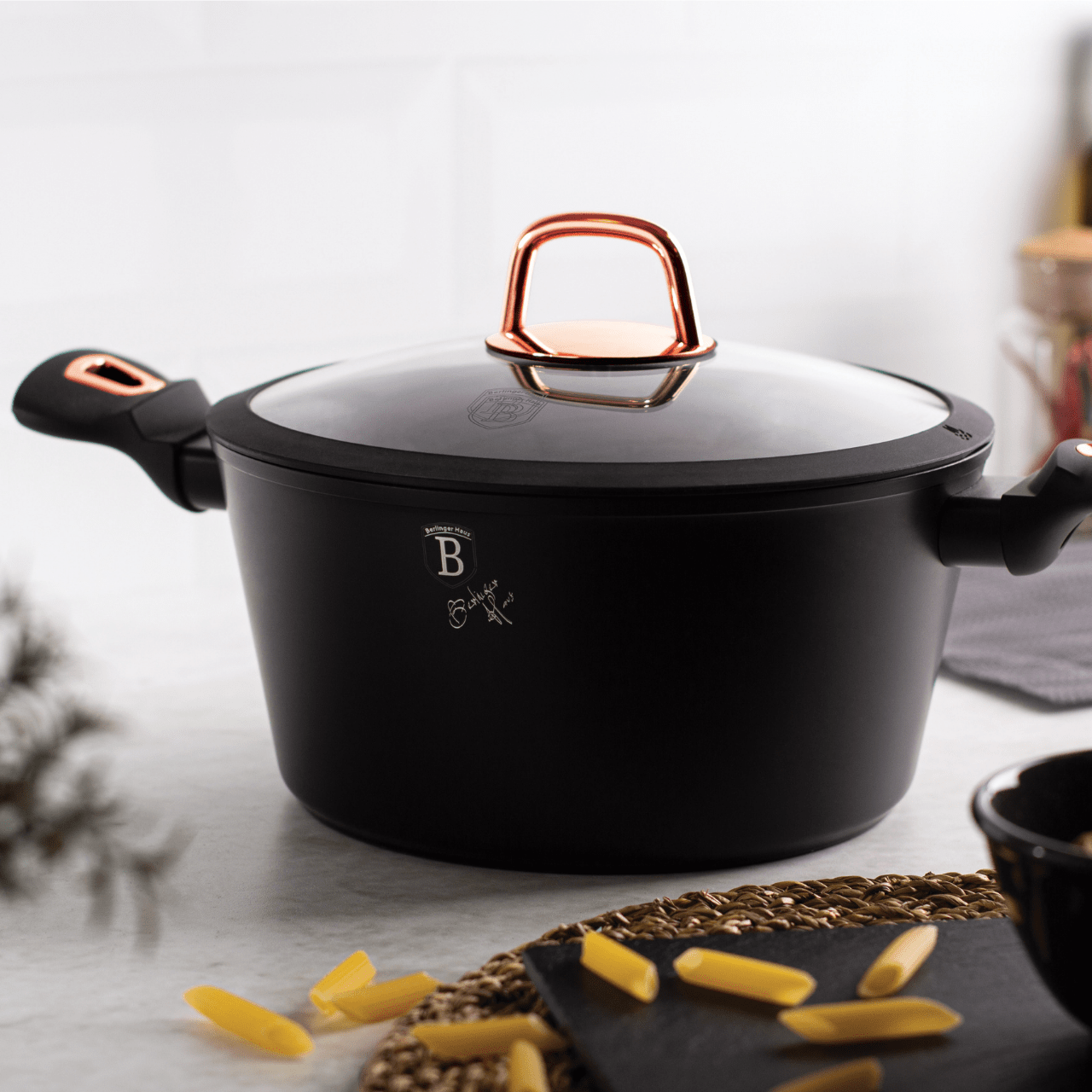 Berlinger Haus Kookpan Kookpan met deksel 24cm - 4.1L | Black rose