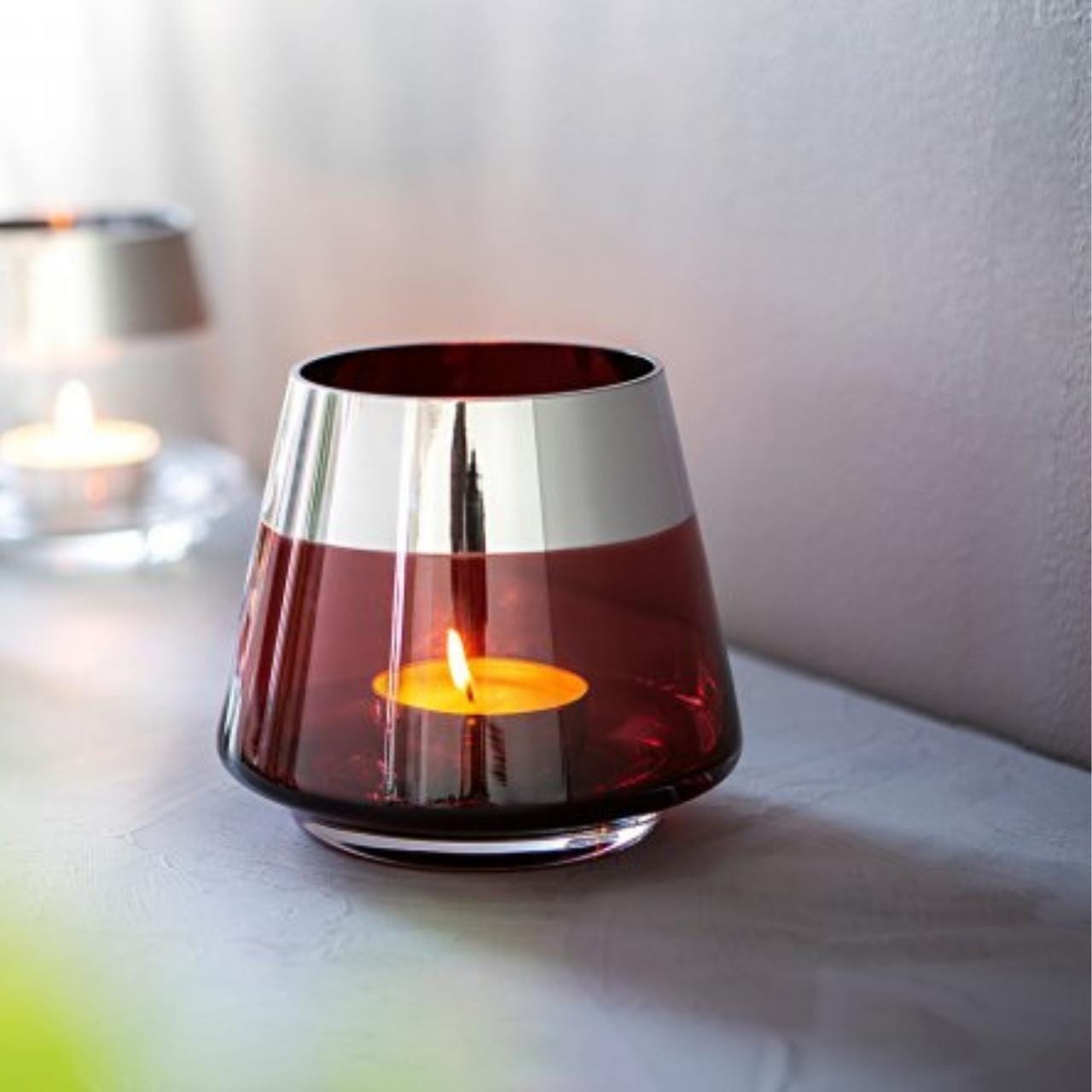 Fink Theelichthouder Theelichthouder 13cm - Glas - Bruin | Jona