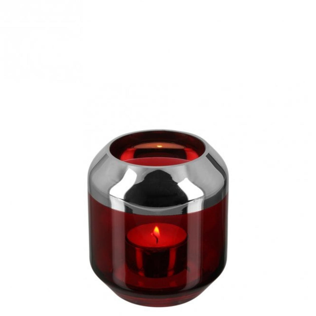 Fink Theelichthouder Theelichthouder 20cm - Glas - Rood | Smilla