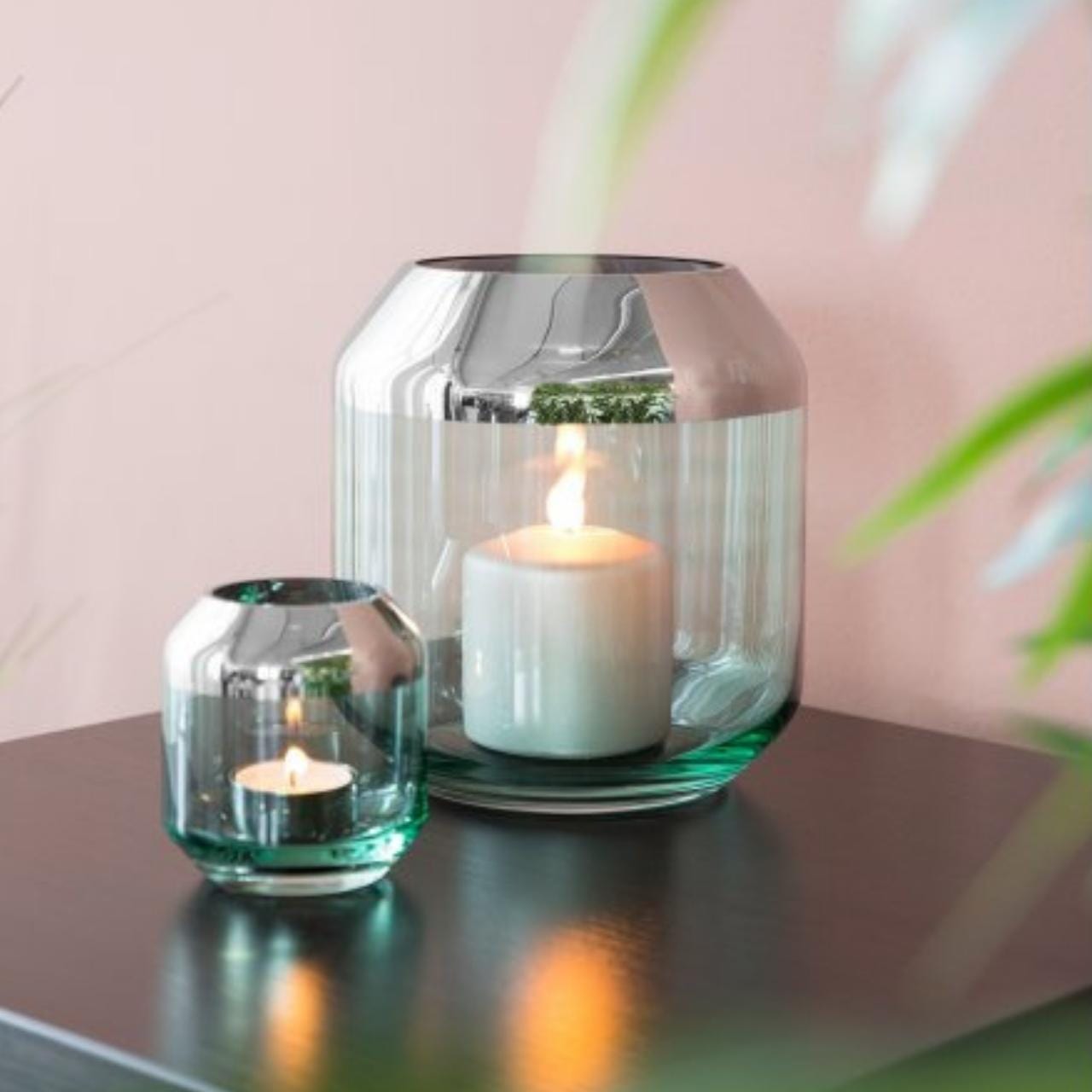 Fink Theelichthouder Theelichthouder 21cm - Glas - Groen | Smilla