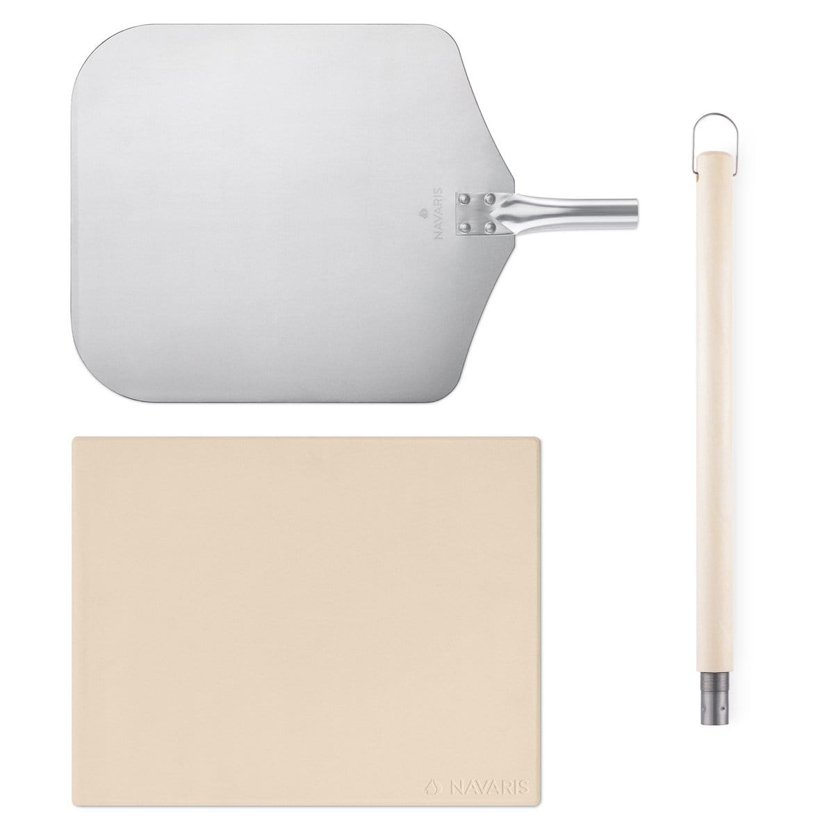 Navaris Perculator Pizzasteen 30x38cm- met opvouwbare pizzaschep