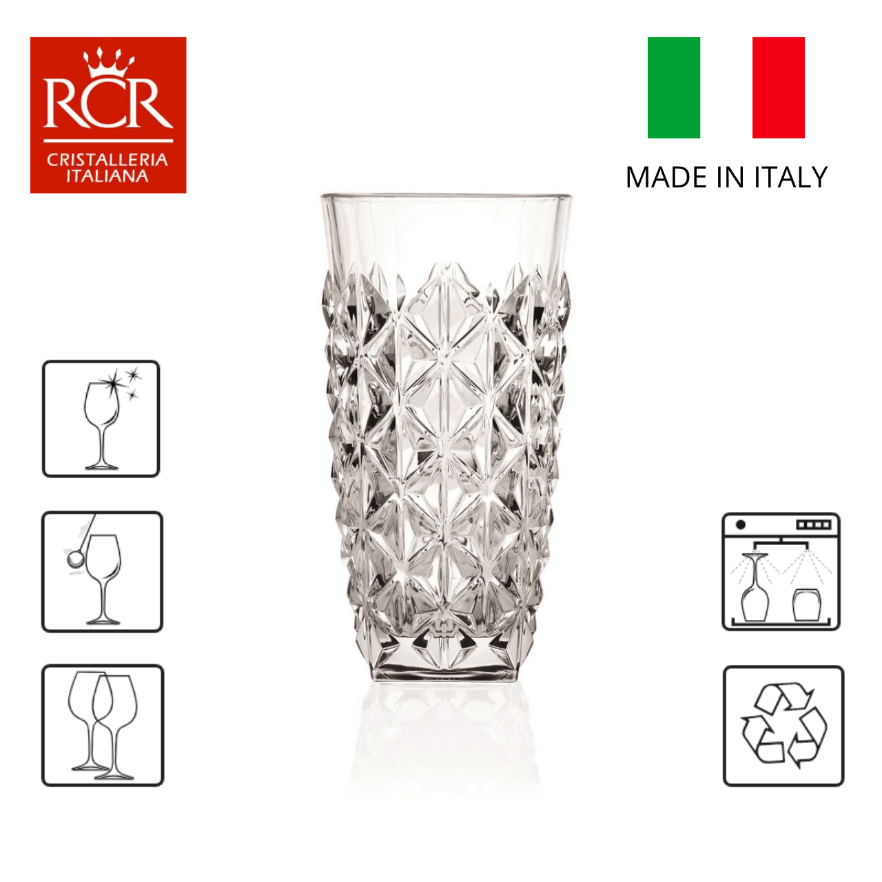 RCR - Cristalleria Italiana Schenkkan 7-delige set - Schenkkan en 6 tumbler glazen | Enigma