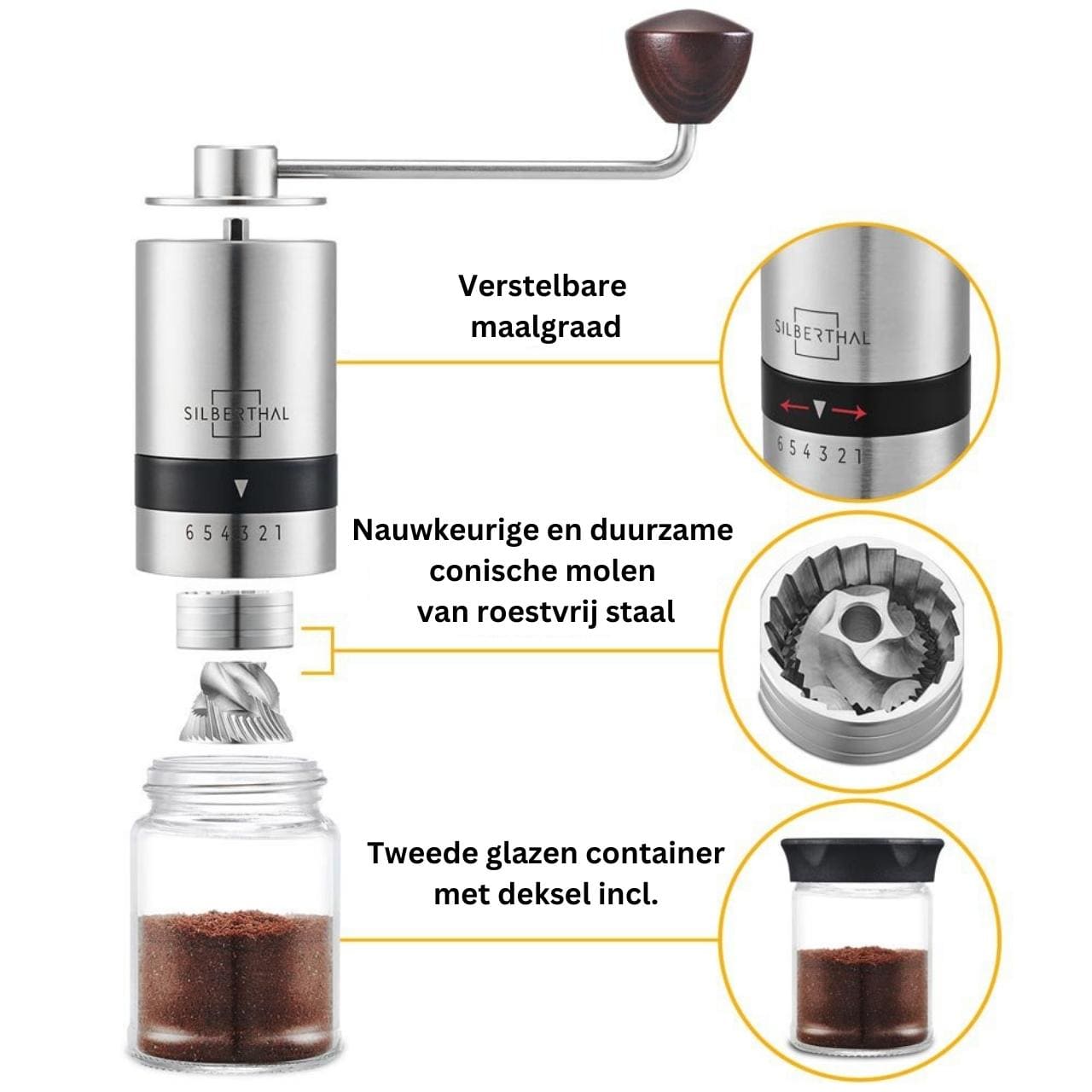 Silbertahl Koffiemolen Koffiemolen - Handmatig - RVS