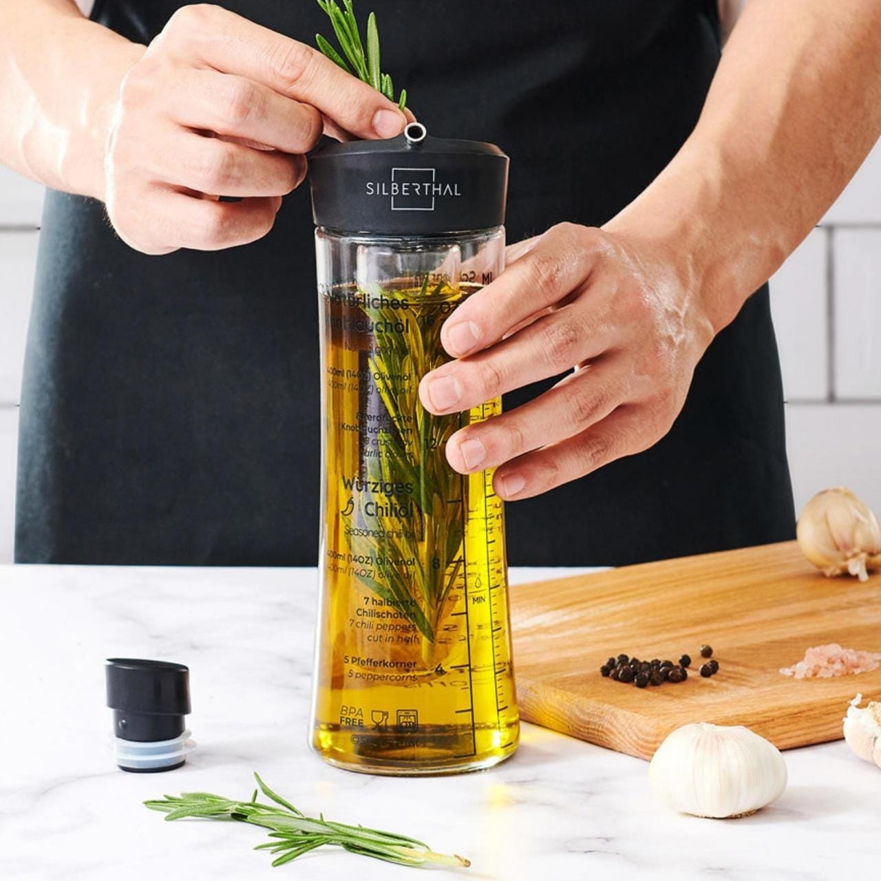 Silberthal Dressing shaker Oliefles - Met kruidenzeef - 500ml