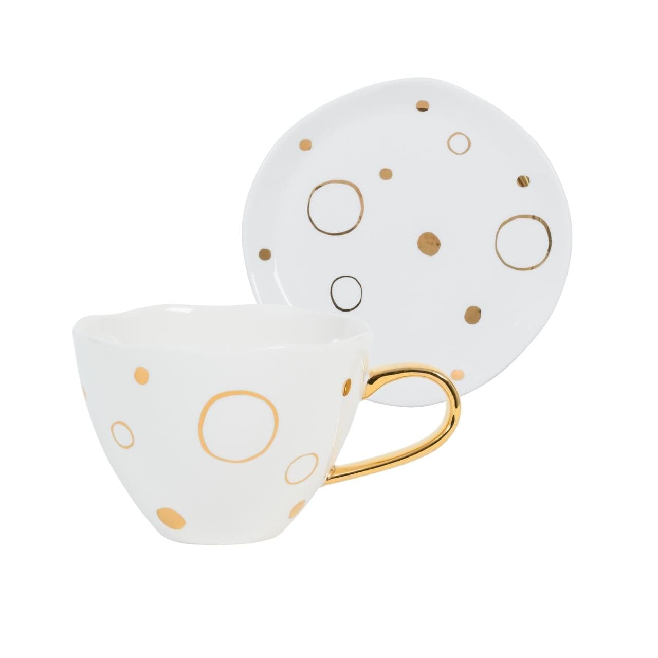 Urban Nature Culture Koffie- en Theemokken Koffie & Theekop met schotel - Gouden cirkel | Good Morning